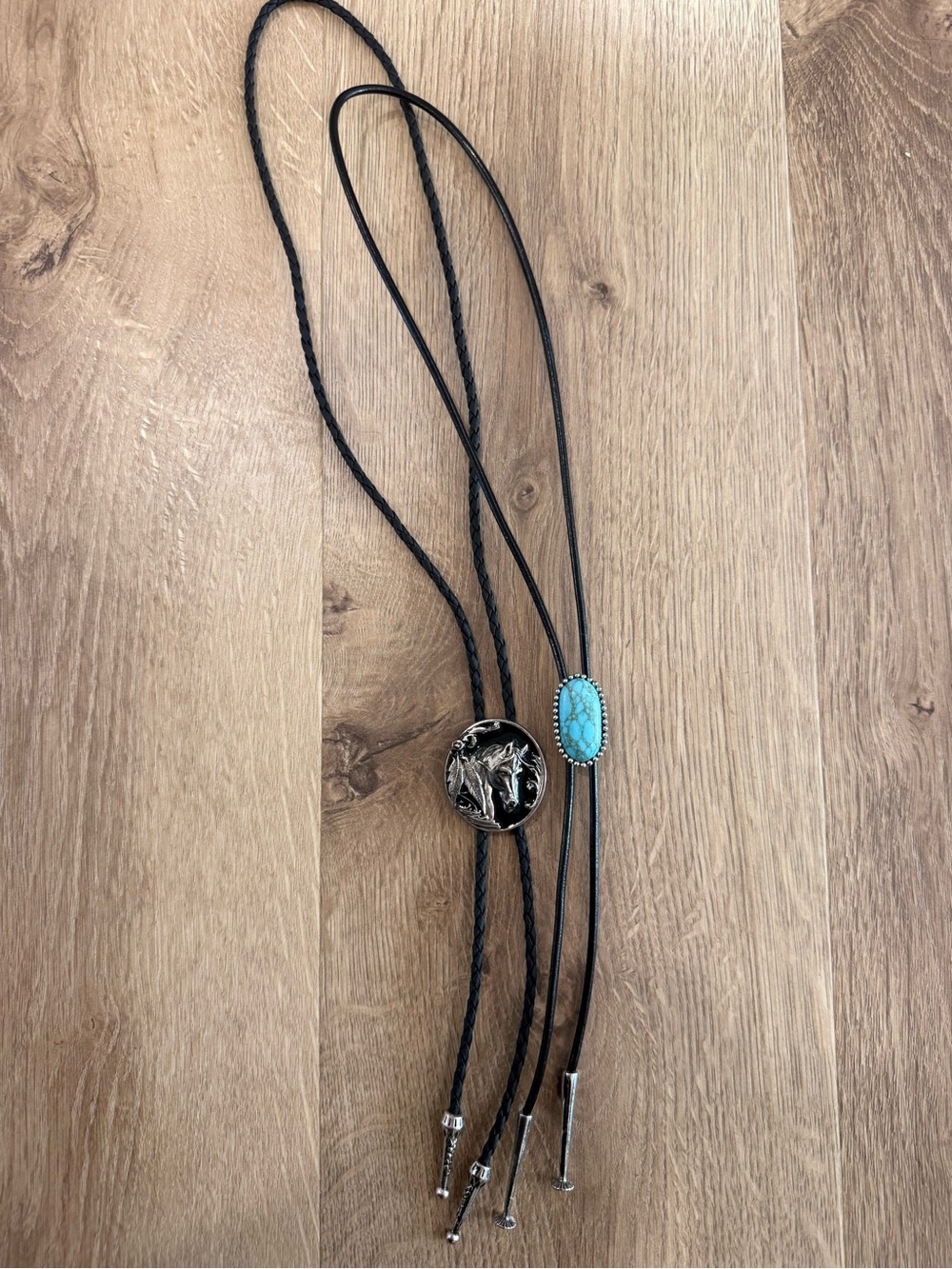 Turquoise and Black Western Bolo Tie Necklace